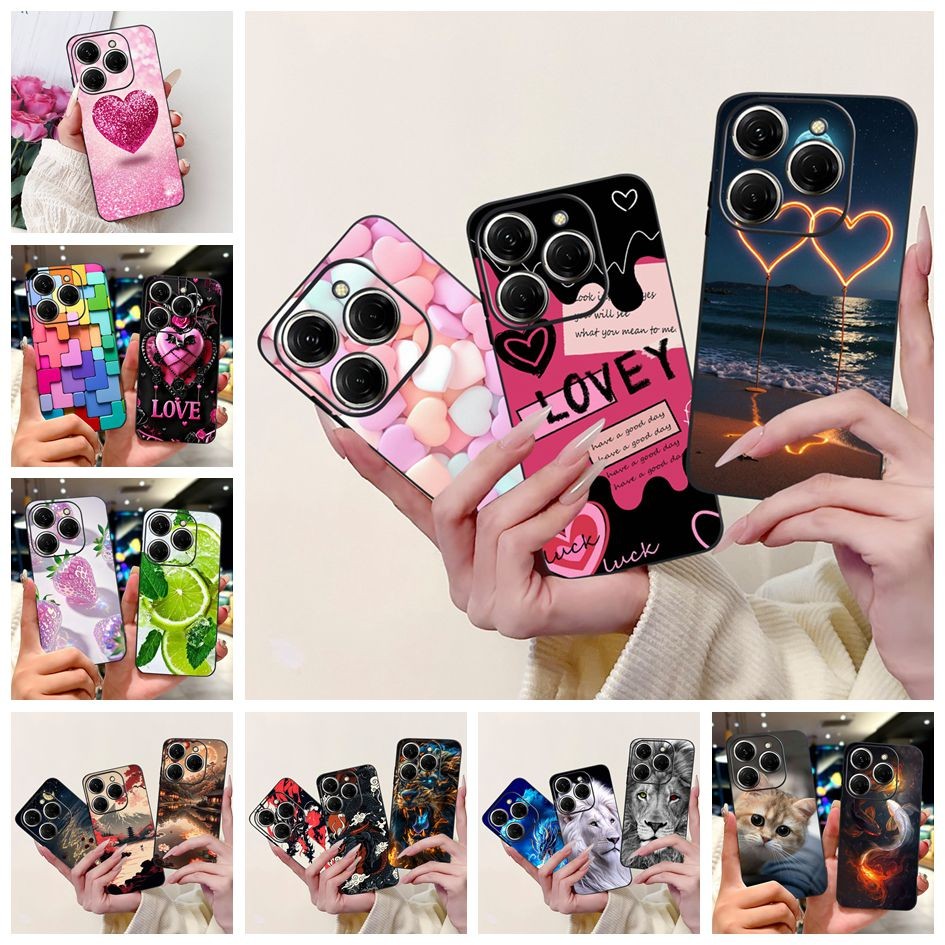 ปลอกสําหรับ Tecno Spark 20 Pro KJ6/Spark 20 Pro + KJ7 เคสโทรศัพท์น่ารักLove Heart Dragon Soft Coverส