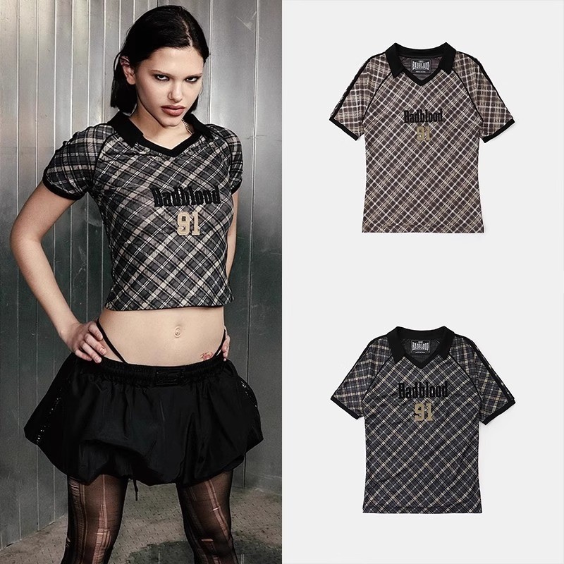 Badblood Saint Blood Rugby T-Shirt Slim Fit - Check Black