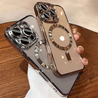 ใหม่ Desert Gold เคสโทรศัพท์สําหรับ iPhone 16 15 14 13 12 11 Pro Max Plus เลนส์แม่เหล็กใสปกป้องเคสโทรศัพท์แบบนุ่มฝาครอบ