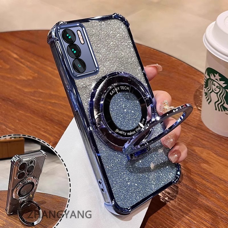 เคสสําหรับ OPPO A16 Softcase ซิลิโคนกันกระแทกฝาครอบชุบความงามดีไซน์ใหม่พร้อมที่วาง SJSFDD06