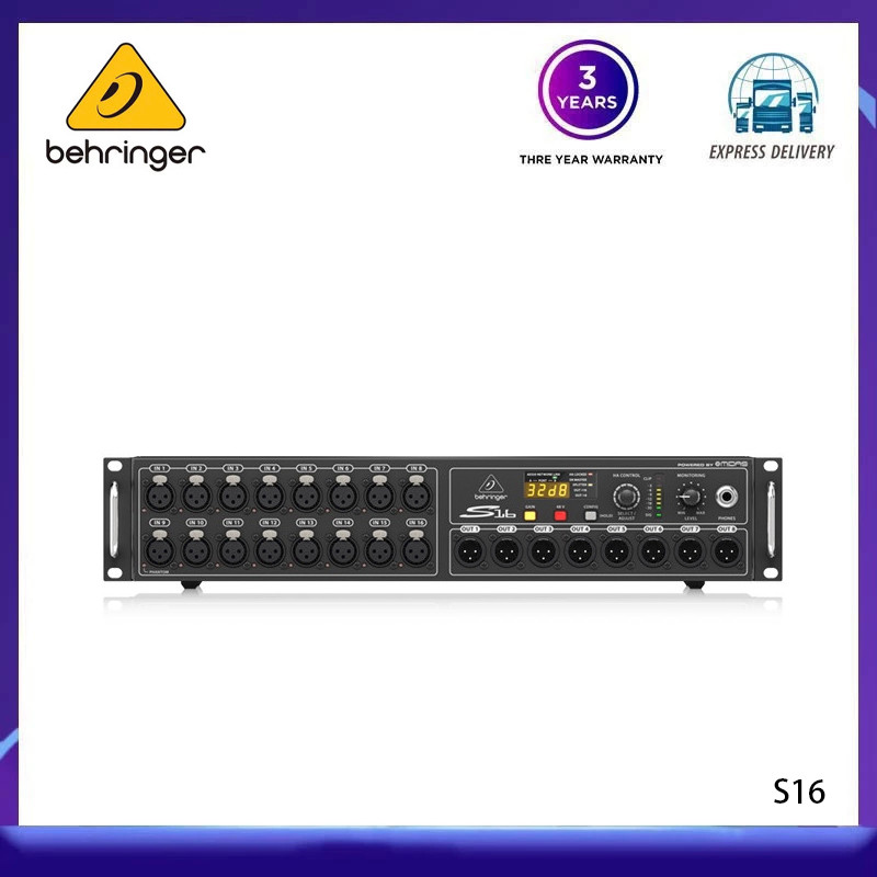 Behringer S16 Digital Stagebox with 16 Remote-Controllable Midas Preamps 8 Outputs and AES50 Network