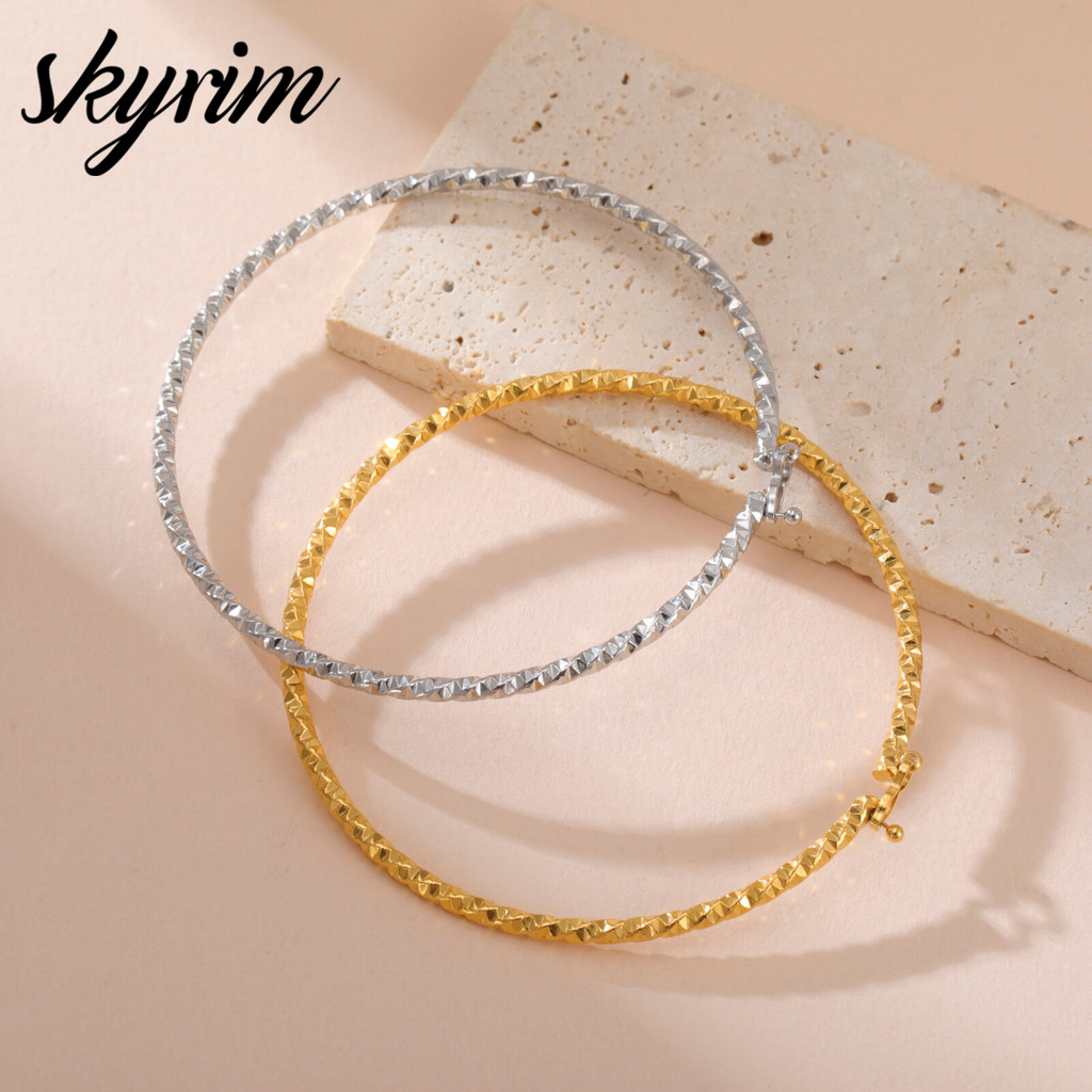 SKYRIM Gold Stainless Steel Shimmering Bracelet 2.6mm - Hypoallergenic Minimalist Bracelet Gift for Women, Tarnish-Resistant - รูปที่ 4