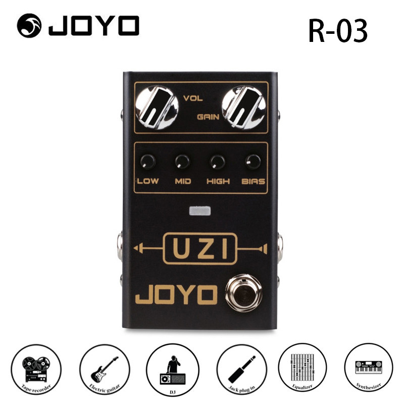 JOYO R-03 UZI Distortion เหยียบกีตาร์สําหรับ Heavy Metal เพลง BIAS ลูกบิด True Bypass กีตาร์เบสอุปกร