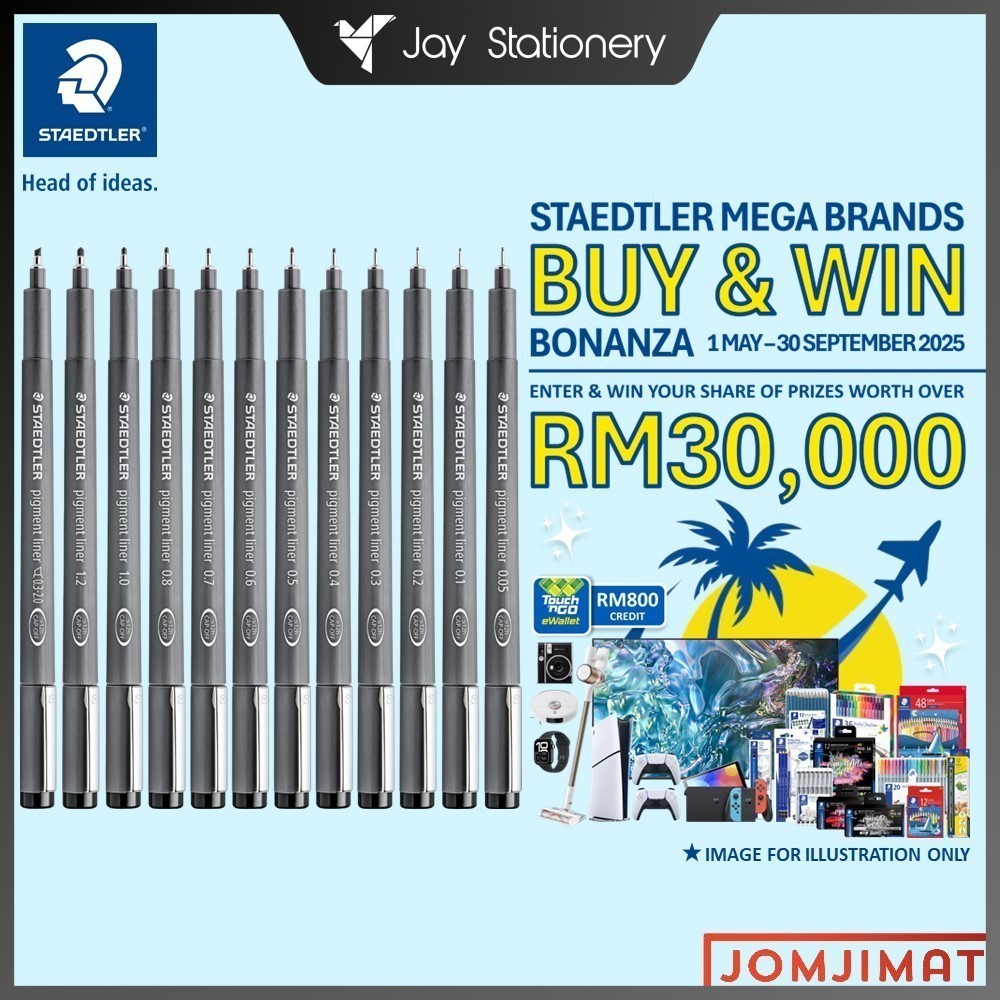 Staedtler Pigment Liner 308 Fineliner Pen 0.05- 2.0mm (สีดํา) / 308 Drawing Graphic design Illustrat