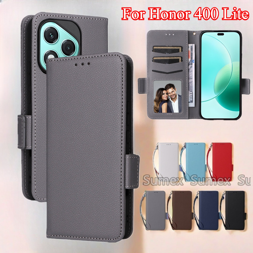 สําหรับ Honor 400 Lite สมาร์ท 5G เคสโทรศัพท์หนังฝาครอบ Lanyard Stand Holder แม่เหล็กช่องใส่การ์ดกระเ