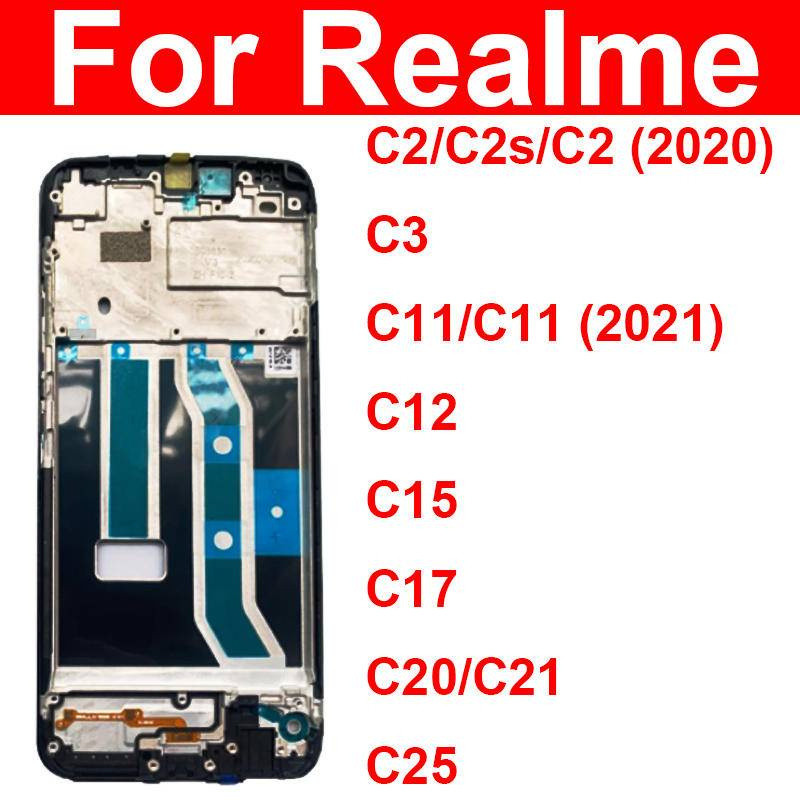 สําหรับOPPO Realme C2 C2s A1K C3 C12 C15 C17 C20 C21 C21Y C11 2021 LCDกรอบด้านหน้าฝาครอบ