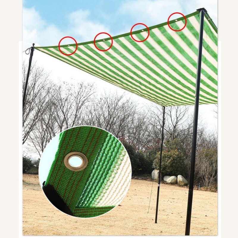 สแลนกรองแสง 95% ผ้าใบกันแดด แสลนบังแดด สแลนกันแดด สีเขียวขาว(มีตาไก่) ขนาด2x3/3X3/3X4/4X6เมตร - รูปที่ 5