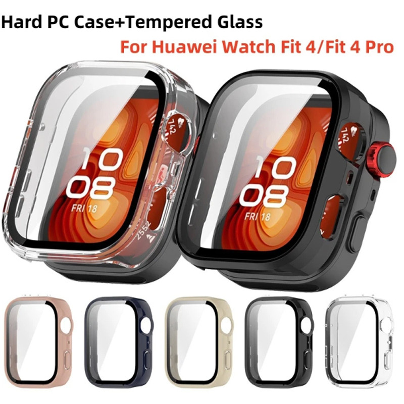 PC กรณีแก้วสําหรับ Huawei Watch Fit 4 SmartWatch ป้องกันหน้าจอกรอบกันชนสําหรับ Huawei Watch Fit 4 Pr