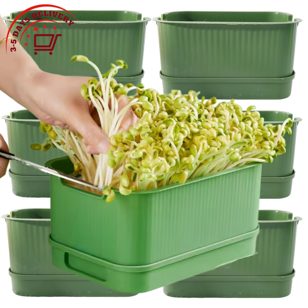 [3-5วันมาถึง]ถาดปลูกถั่วงอกไฮโดรโปนิกส์1/2/3ชุดชุดชุดการเพาะปลูกไร้ดินที่มีรูระบายน้ําถาดเพาะกล้าพลาสติกทนทานสําหรับถั่ว/หญ้าแมว/พืชสวน