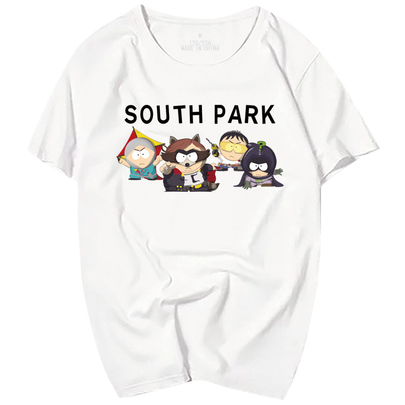 T-shirt ผ้าฝ้ายแท้คอกลมแขนสั้น< SOUTH PARK > เสื้อยืดลาย ตัวอักษร ระบายอากาศได้ดี เรียบเนียน สบาย ทนทาน ไม่จมน้ํา จ 2025