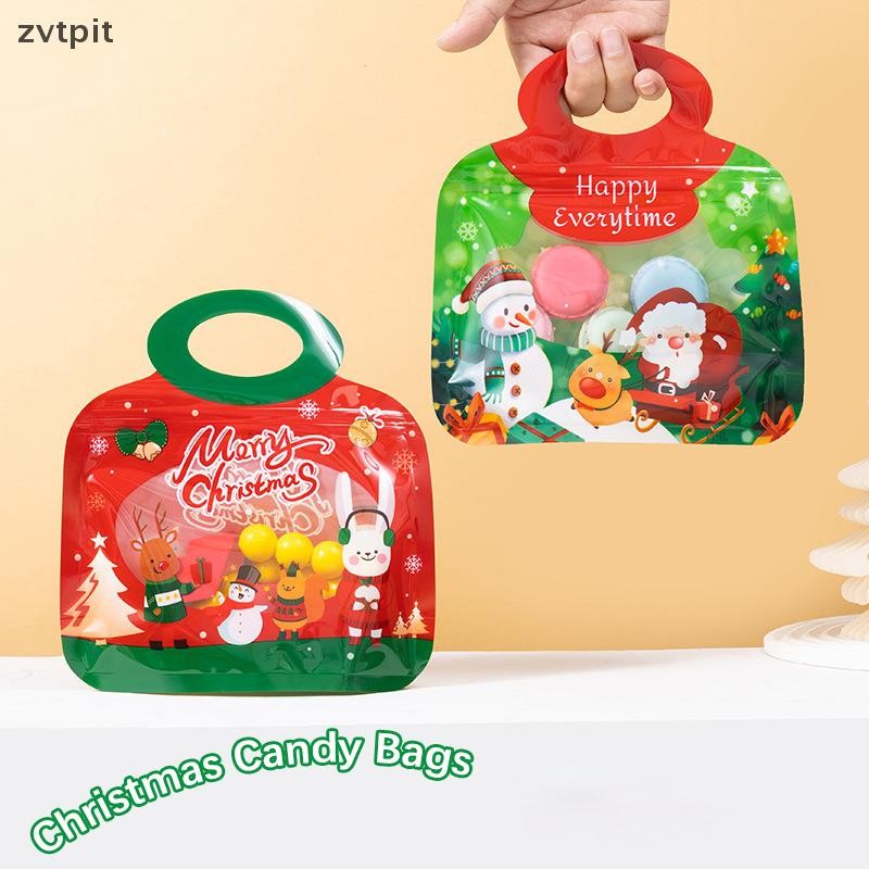 Zvtpit 5/10 ชิ้น Christmas Party ถุงของขวัญจับคุกกี้ Lollipop ช็อกโกแลตบรรจุภัณฑ์ถุงตกแต่งเด็กโปรดปราน TH