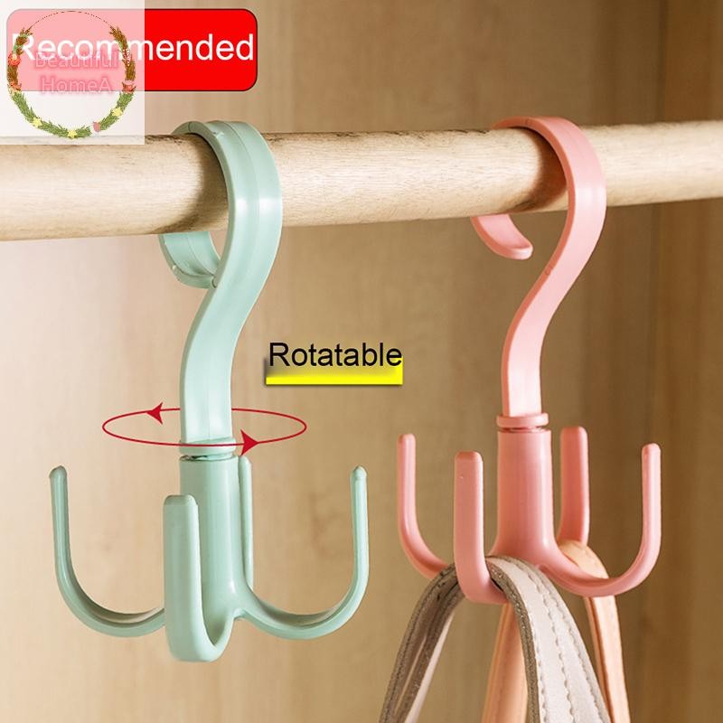 Bhome Four-Claw Hook Multi-Functional Multi-Purpose Movable Hook หมุนได้แขวนกระเป๋าหมวกผ้าพันคอหอพักHook-ฟรีตะขอTH