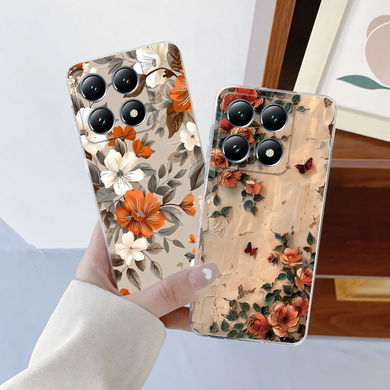 สําหรับ Xiaomi 14T Pro 14Pro กรณีหรูหราเคสโทรศัพท์สําหรับ Xiaomi14 14T Pro ผีเสื้อดอกไม้ซิลิโคนอ่อนนุ่ม TPU ฝาครอบป้องกัน