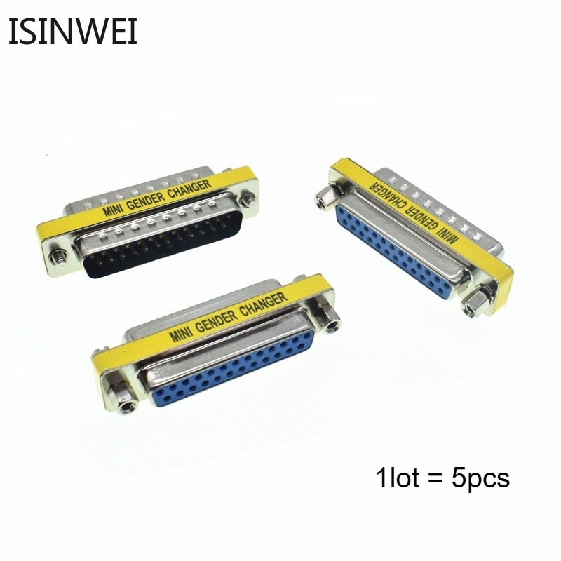 5 ชิ้น DB25 D-Sub 25pin Connectors Mini เพศเปลี่ยนอะแดปเตอร์ RS232 Serial Connector