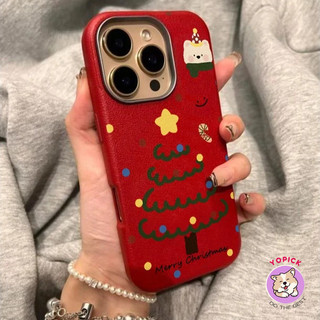 สําหรับ iPhone 16promax เคสโทรศัพท์ 16 16pro 16plus 15pro 15promax ต้นคริสต์มาสหมีปีใหม่ 13 หนัง 14 กรอบโลหะ 12 11 8plus ชายและหญิง XSmax 11pro SP