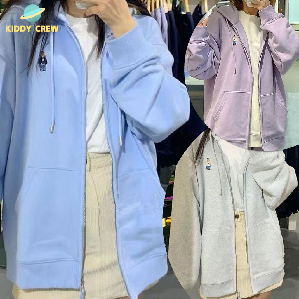 เสื้อฮู้ดเกาหลีผู้หญิง สไตล์เท่ๆ ใส่สบาย มีฟลีซหนา