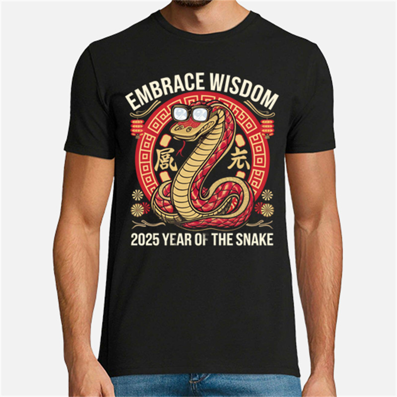 2025 Chinese Year Of The Snake T-shirt Unisex New Year Trendy Crewneck Tee Shirts 3D Printed Pattern Unique Harajuku Top