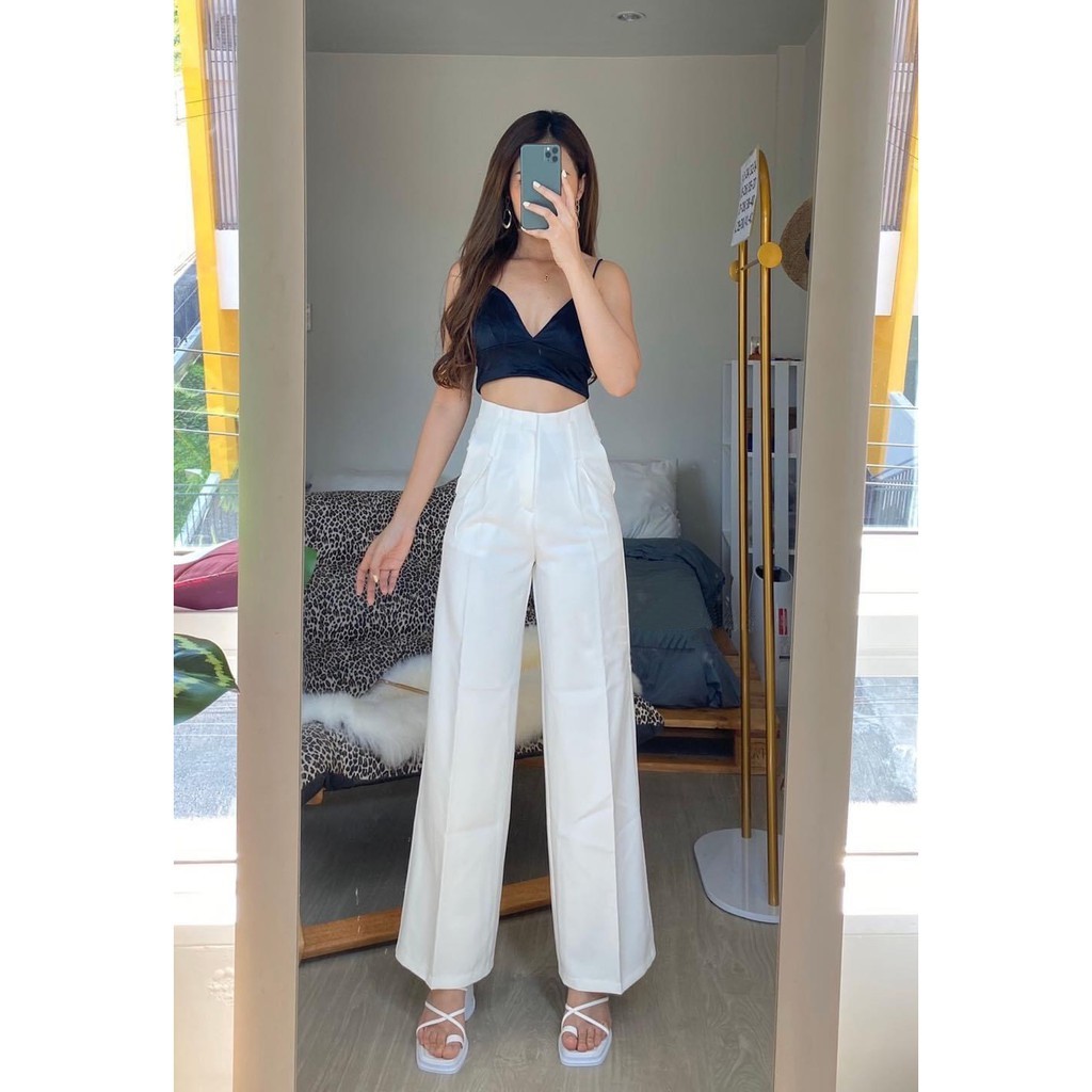 🔥🔥ลดล้างสต๊อค🔥🔥 G33 กางเกงเอวสูง ทรงจีบ ตะขอหน้า ขายาว ผ้าเปเป้ ใส่ทำงาน ขากระบอกใหญ่ รับประกันคุณภาพ ไม่พอใจคืนเงิน - รูปที่ 2