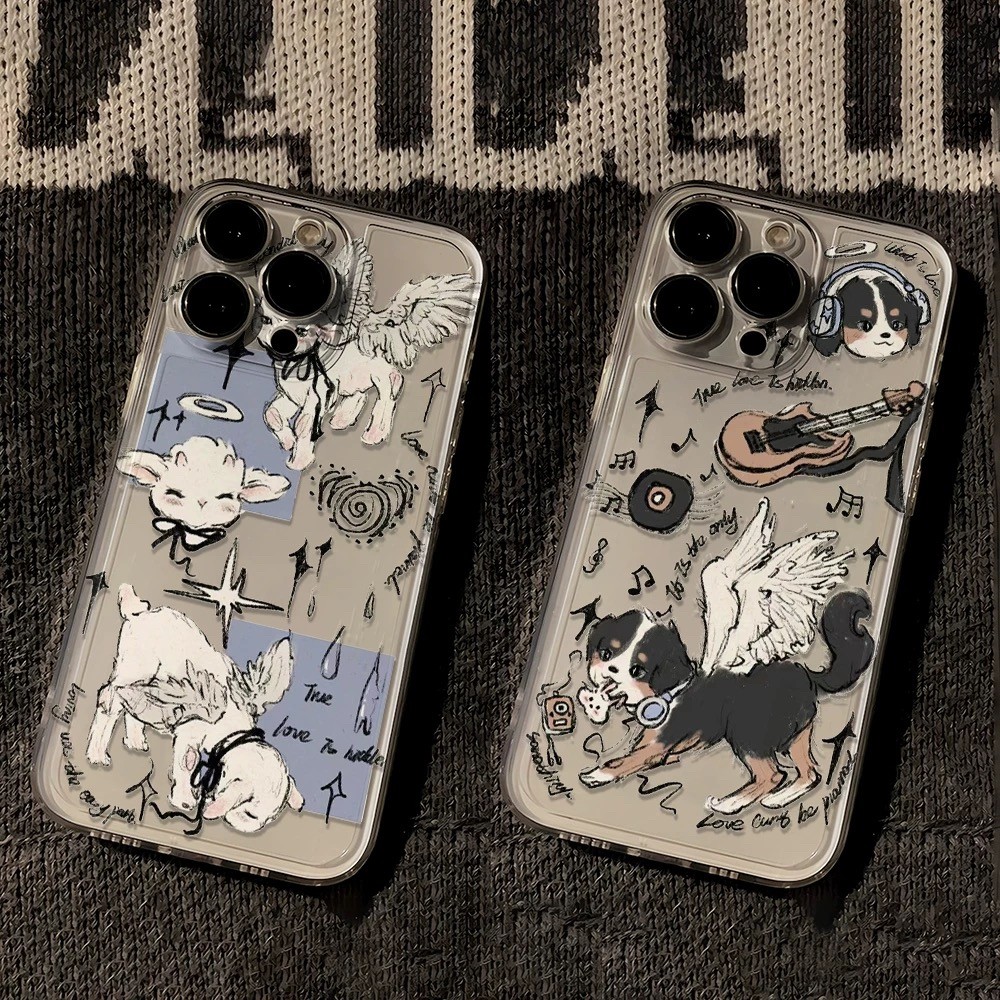 Angel Sheep Phone Case 11 12 Promax 13 14 plus 15 16 Pro Angel Dog