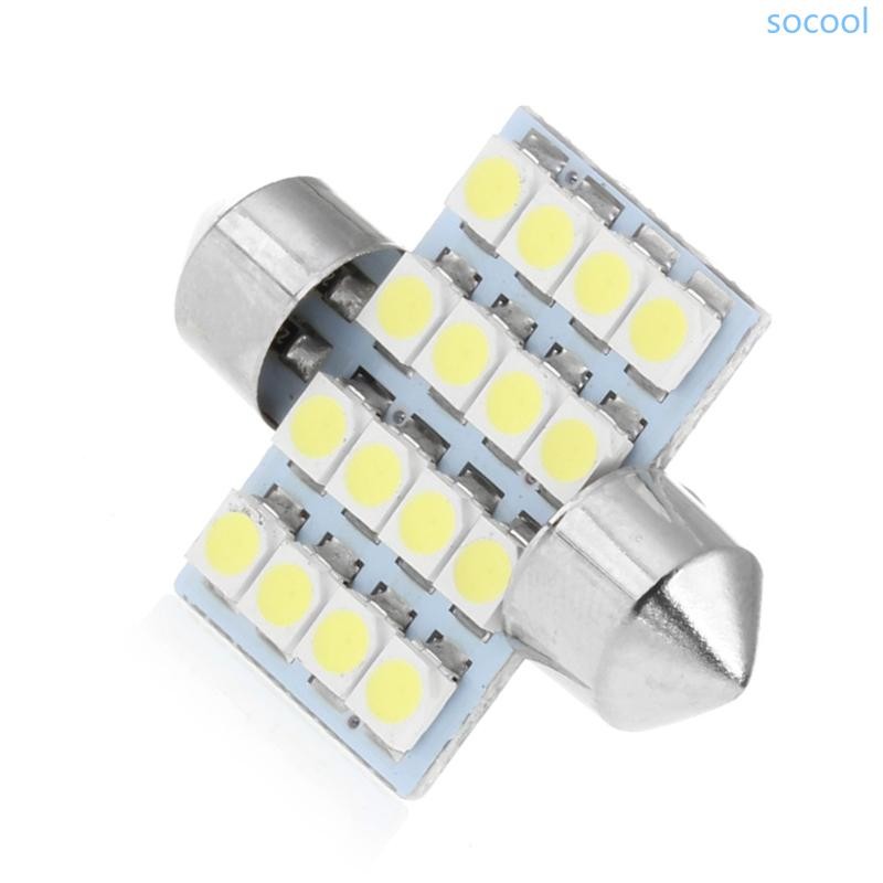 Soc* 1 ชิ้น 31 มิลลิเมตร 3528 16SMD รถ LED โดม Festoon Double-Tip หลังคาป้ายทะเบียน