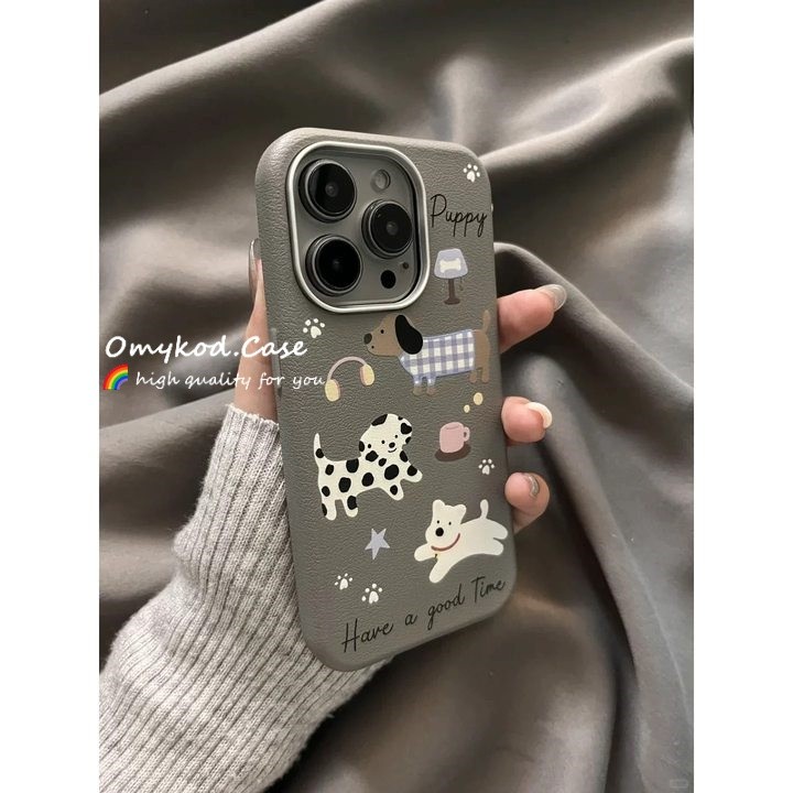 ปลอกหนังแบบนุ่มสําหรับ Samsung S21 S22 S23 S24 Plus Ultra S20FE S23FE S24FE เคสโทรศัพท์ INS เกาหลีน่ารักการ์ตูนลูกสุนัขขนาดเล็ก Anti Drop ป้องกันปกอ่อน