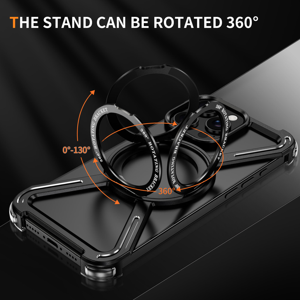 ที่วางโลหะแม่เหล็กเคสโทรศัพท์สําหรับ Iphone 13 14 15 16 Pro Max อลูมิเนียม 360 องศาหมุนขาตั้ง Hollow Cooling เคสโทรศัพท์