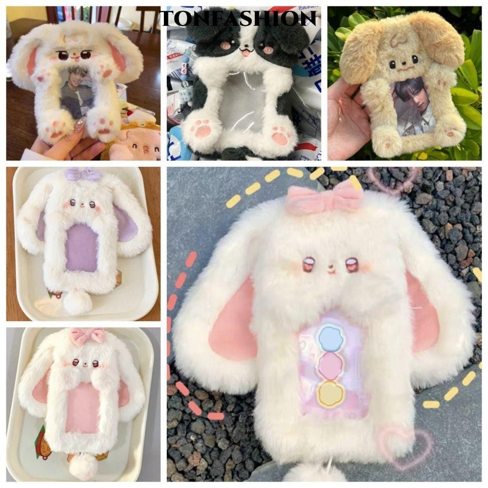 Tonfashion Photo Card Holder, Plush Multifunctional Photocard , การ์ตูนหูใหญ่กระต่าย/Border Collie Card Gift