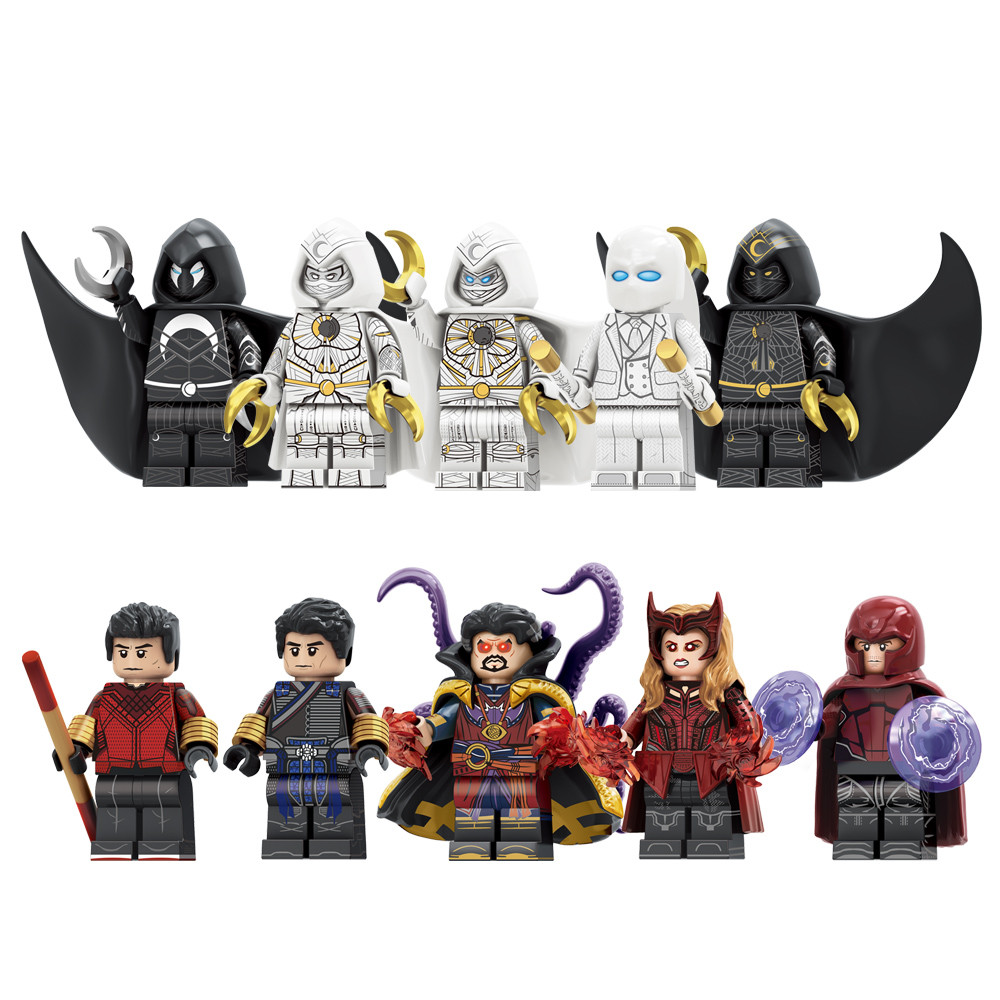 Super Heroes บล็อกของเล่น Moon Knight Wanda แปลก Magneto Wenwu Shang-Chi รูปของเล่นสําหรับเด็ก