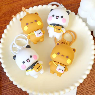2 ชิ้นน่ารักหมี Bubu และ Yier ตุ๊กตาจี้พวงกุญแจ - DIY กระเป๋าเป้สะพายหลังจี้คู่ของขวัญวาเลนไทน์
