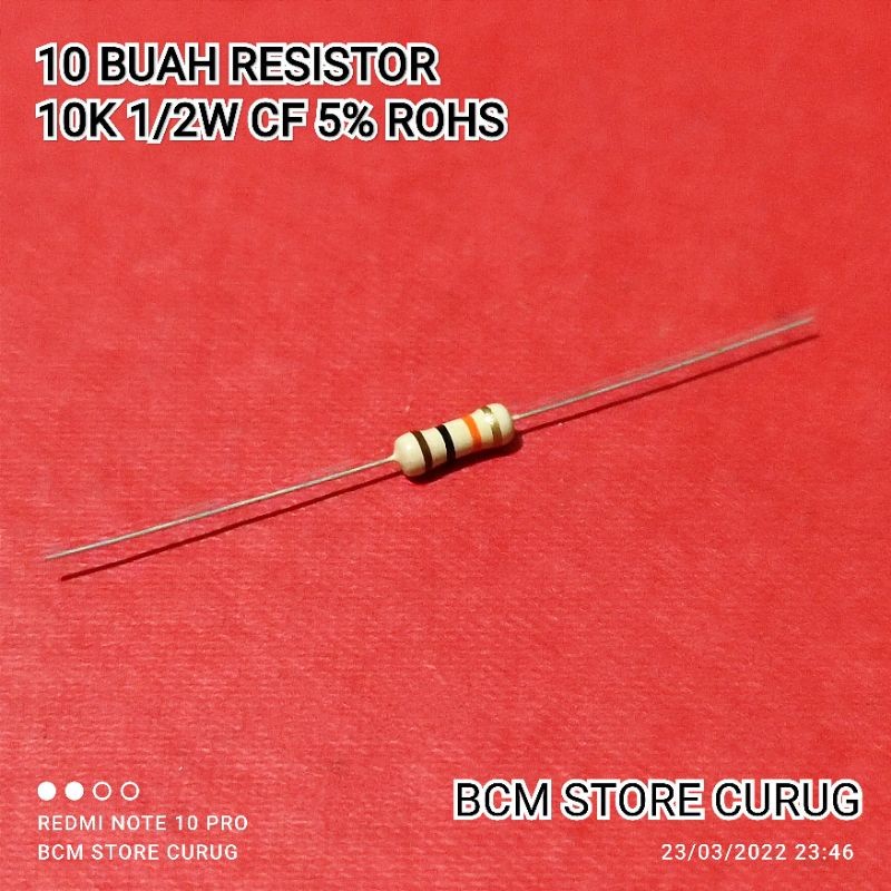 (10 ชิ้น) 10K 1/2W CF 5% ROHS RESISTOR