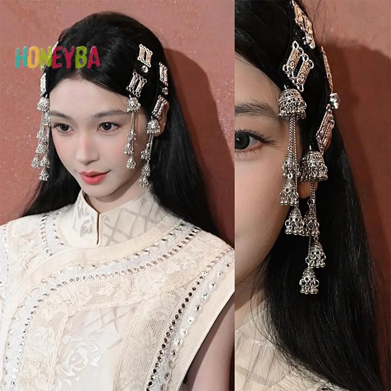 <Honeyba> Elegant Silver sels กิ๊บติดผม Handmade Hairpiece Alloy Texture Long sels เครื่องประดับผม Nice