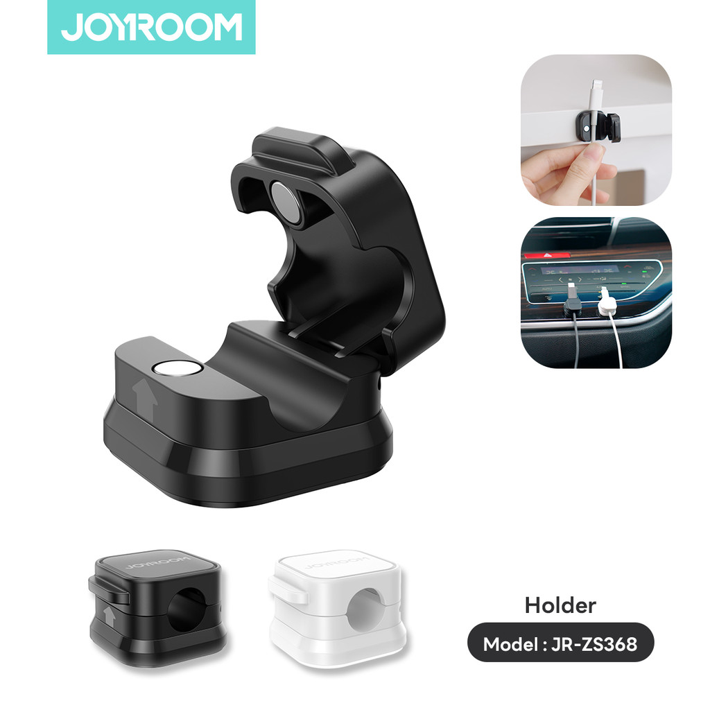 Joyroom JR-ZS368 ที่เก็บสายแม่เหล็ก (3 ชิ้น) สีดำ/ขาว คลิปจัดระเบียบสาย USB สายชาร์จ ติดตั้งง่าย