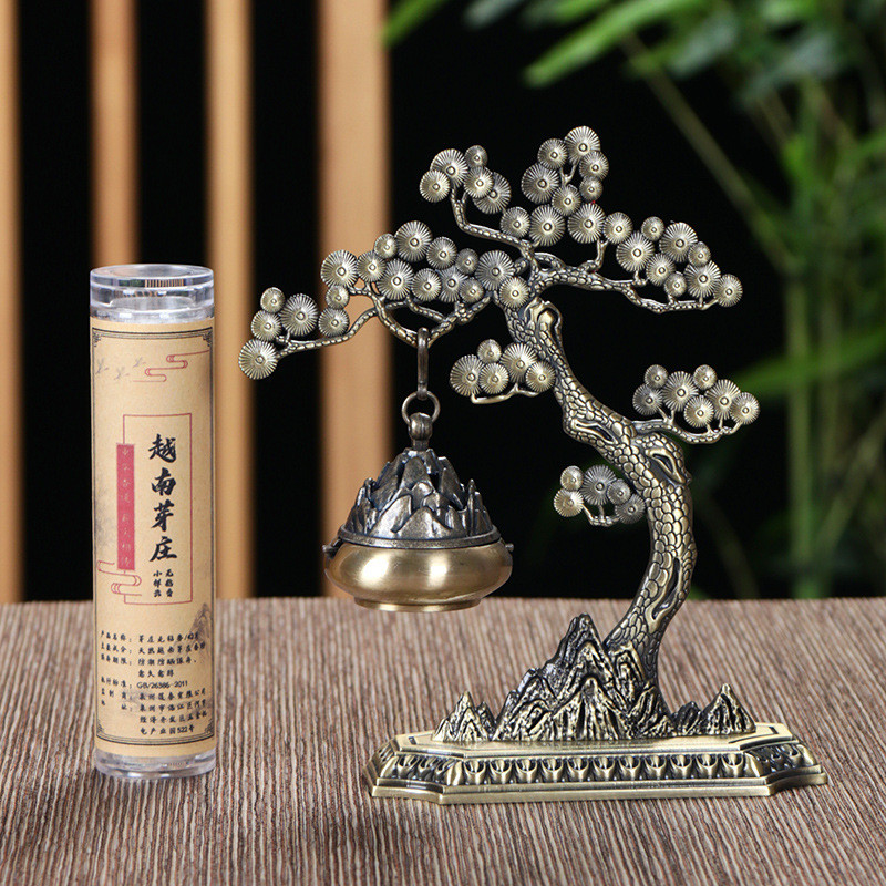 ไม้สนต้อนรับเครื่องประดับอโรมาเทอราพีสไตล์จีนใช้ในบ้านแบบสร้างสรรค์กระถางธูปไม้จันทน์แขวนธูปพิธีชงชา - รูปที่ 6