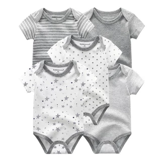 Kiddiezoom 5 ชิ้นการ์ตูนแขนสั้นเด็กทารกชุดบอดี้สูทนุ่มผ้าฝ้าย 100% เด็ก Onesies