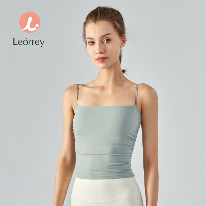 Leorrey-มีแผ่นรองหน้าอกเสื้อกั๊กโยคะกันกระแทกวิ่งชุดชั้นในกีฬาฟิตเนสเสื้อสายเดี่ยวใส่ด้านนอก