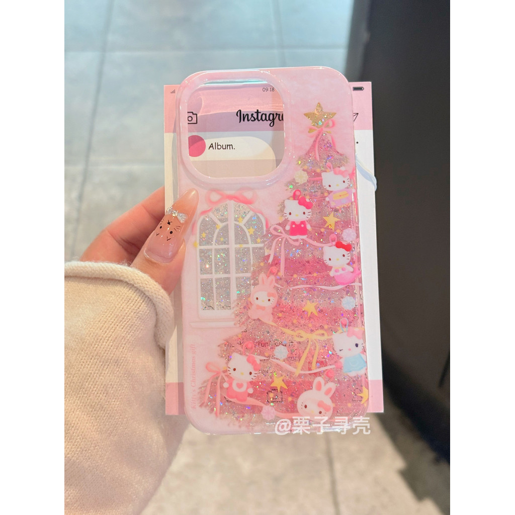 Glitter Window Hello Kitty เหมาะสําหรับ iPhone16promax เคสโทรศัพท์ iPhone15/14/13/12 สไตล์ใหม่ 15pro/11 เคสกันกระแทก SUWK