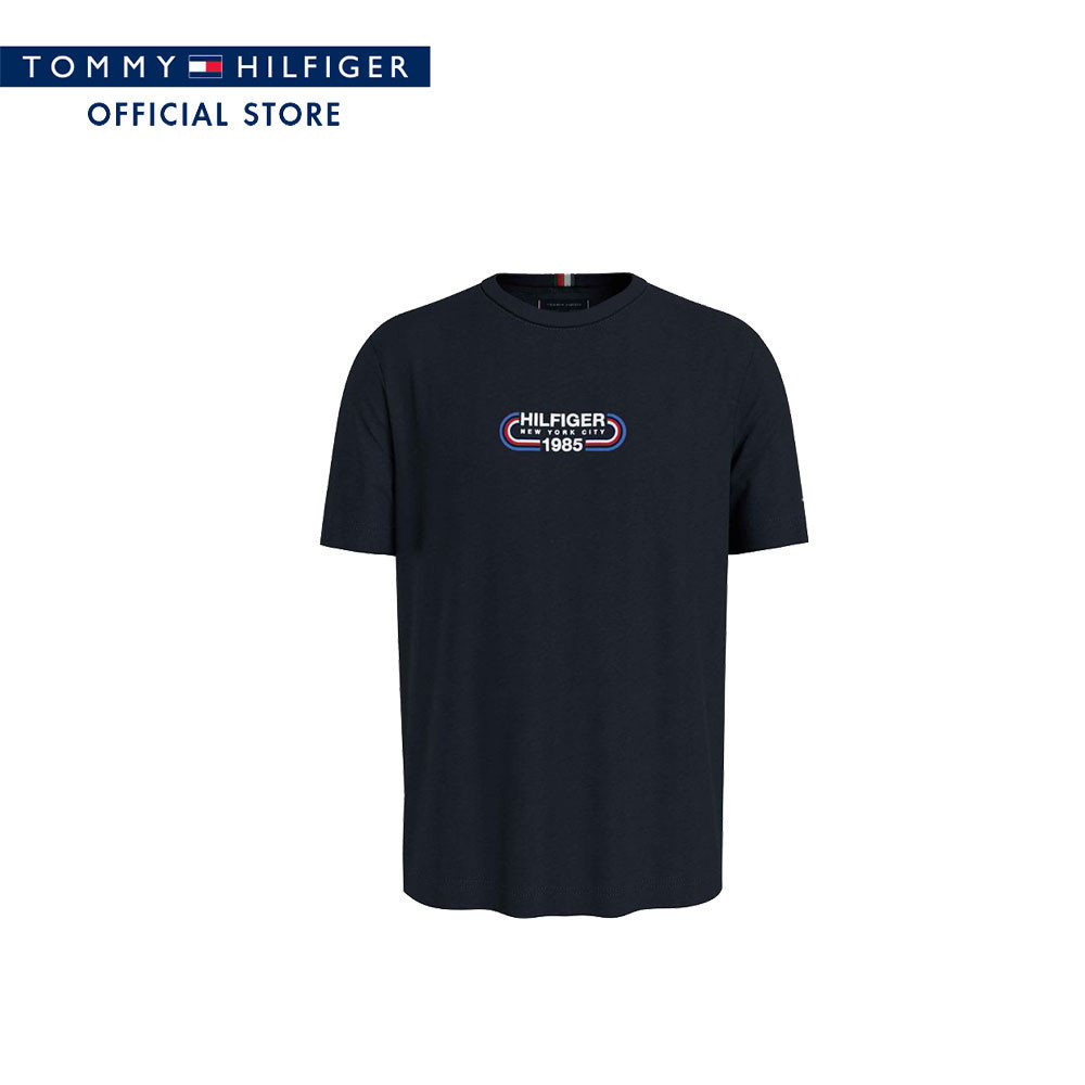Tommy Hilfiger เสื้อยืด ผู้ชาย รุ่น MW0MW34429 DW5 - สีน้ำเงิน ทรง Regular Fit