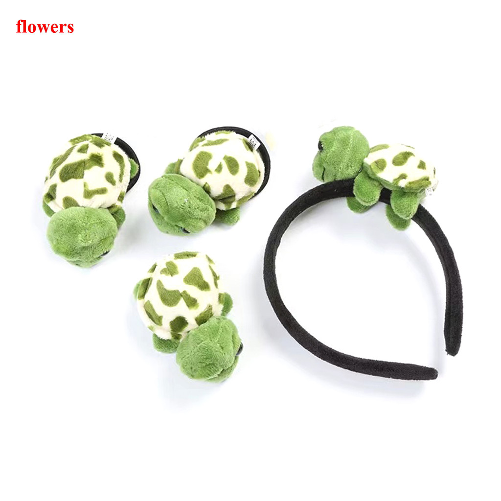 ตุ๊กตาเต่าน้อยยางรัดผมน่ารักที่คาดผมล้างหน้ายางรัดผมน่ารักและตลกหัวเชือกเชือกผมเข็มกลัดกิ๊บชุดสามชิ้นยางรัดผมเต่าขนาดเล็กน่ารัก