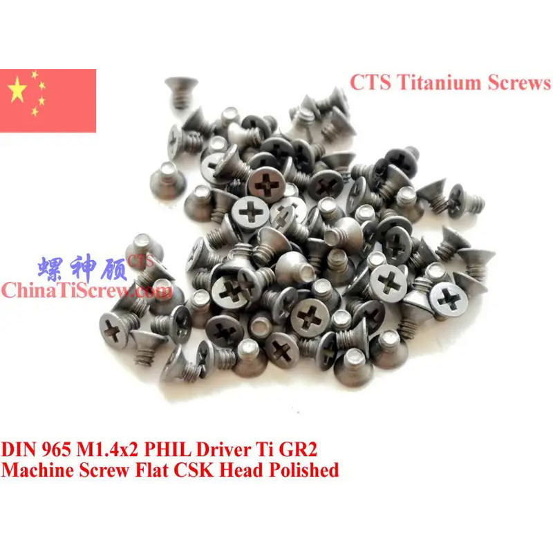 DIN 965 M1.4 Titanium screws M1.4x2 M1.4x3 M1.4x4 M1.4x5 M1.4x6 M1.4x8 M1.4x10 Flat Head 0# Phillips