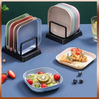 Tesco ถาดฟางข้าวสาลี อเนกประสงค์  จานพลาสติก ขนาดเล็ก ทรงสี่…