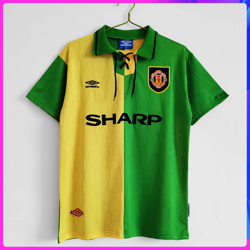 รุ่นวินเทจ 92-94 Manchester United 2 away คุณภาพสูงเสื้อฟุตบอลแขนสั้นเสื้อ S-XXL