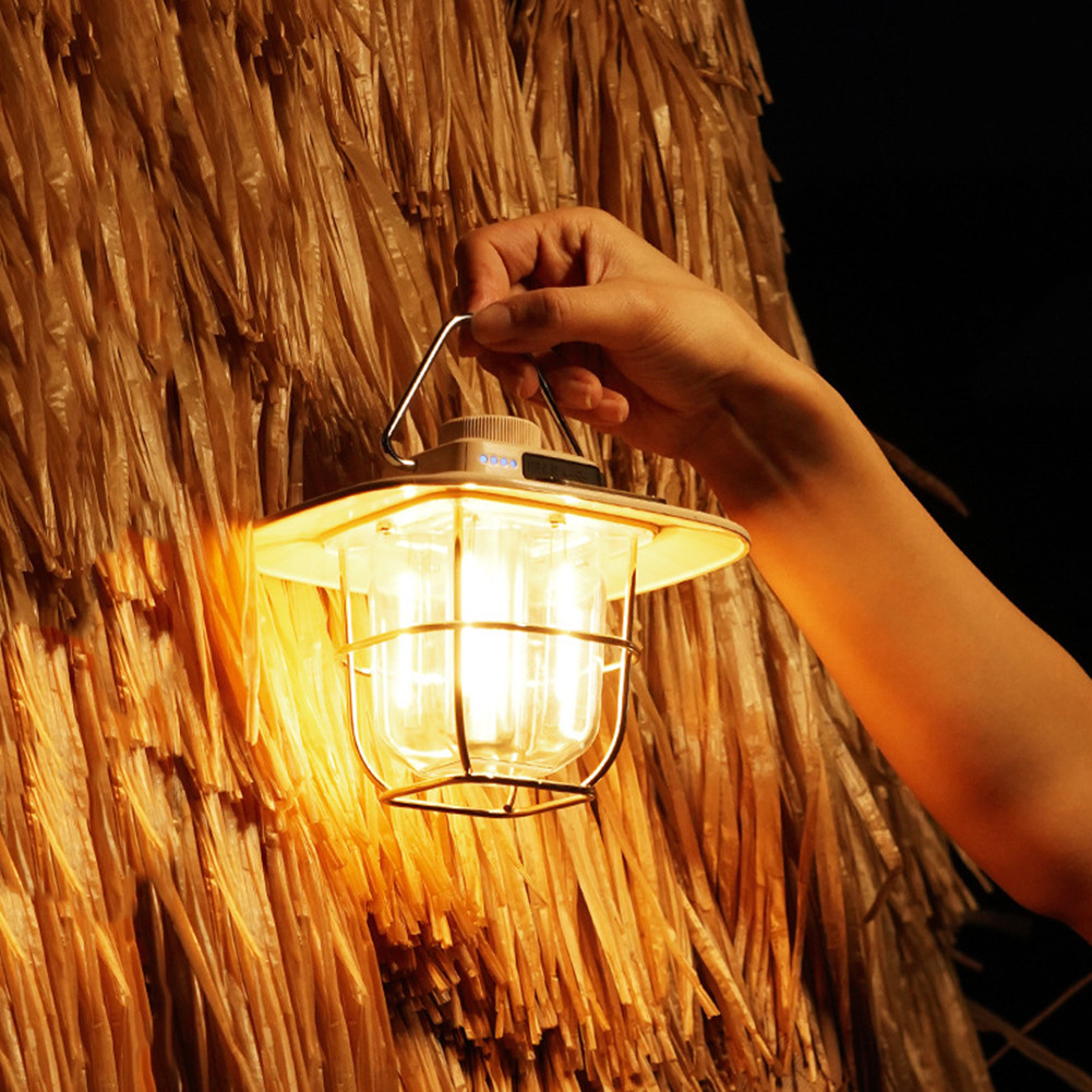 ไฟแคมป์ปิ้ง โคมไฟ Led 4500mah หรี่แสงได้ สไตล์เรโทร พร้อมตะขอ สําหรับตั้งแคมป์กลางแจ้ง - รูปที่ 3