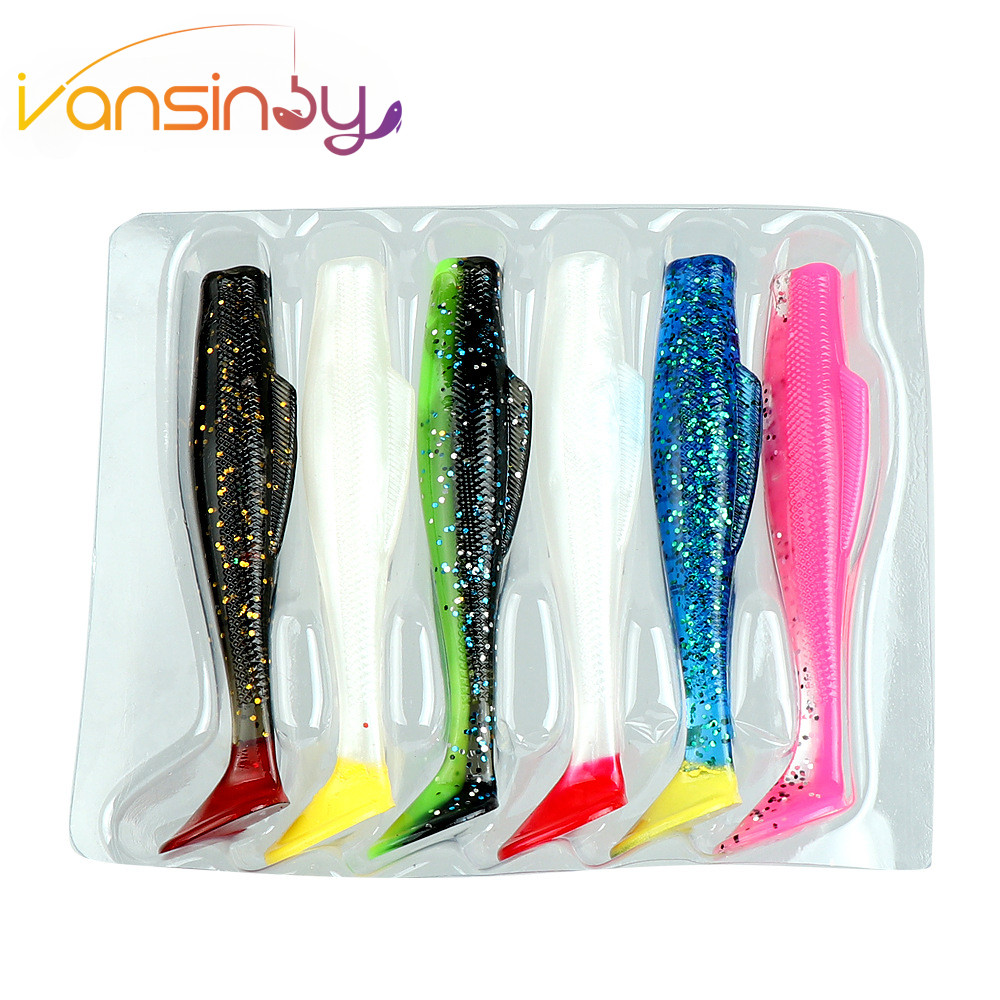 6 ชิ้นเหยื่อตกปลาอ่อน, 9 ซม./4.4g Paddle Tail Lure Soft Swimbaits T-Tail เหยื่อตกปลา