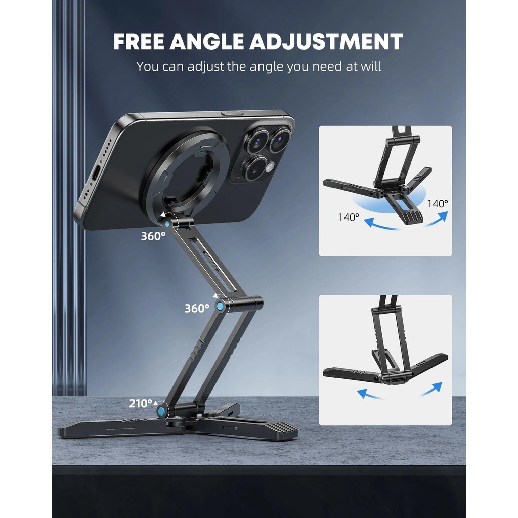 Mg03 Pro กระเป๋าแม่เหล็กโทรศัพท์ขาตั้งกล้องแบบพับได้ Magsafe ขาตั้งโทรศัพท์แม่เหล็ก Quick Mount Mini ขาตั้งกล้องสําหรับ iPhone 16 15 HUAWEI Xiaomi - รูปที่ 2