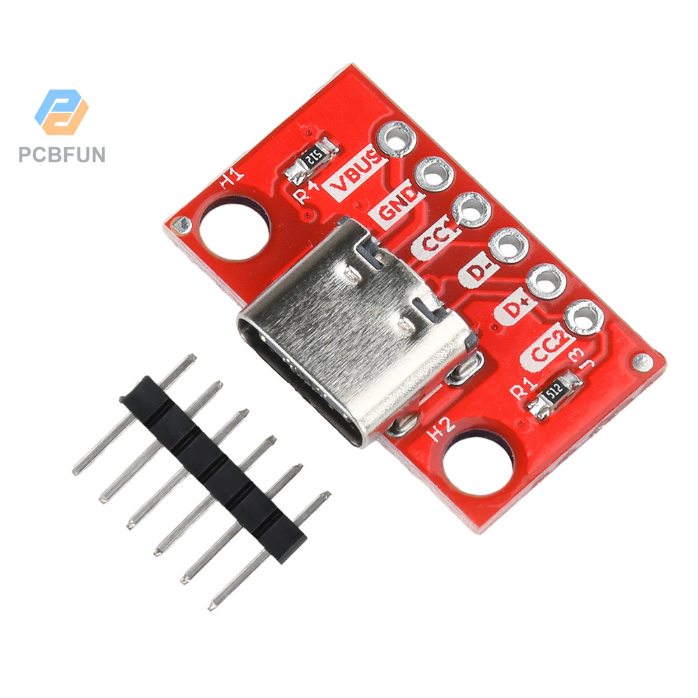 Pcbfun USB Type-C Connector Board DIY 3.1 Serial Basic Breakout หญิงเชื่อมต่อประเภท C Breakout Board สําหรับข้อมูลสายสายไฟ Transfer