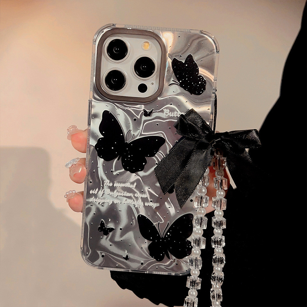 โรแมนติก ผีเสื้อ เคสโทรศัพท์ For iPhone 12 13 15 16 11 14 Pro Max XR X 7 6S 8 6Plus XS Max SE เลเซอร์ แวววาว ตลกดีนะ เคส ราคา ถูกที่สุด ดีลบีเคเค แกลเลอรีภาพที่ 3