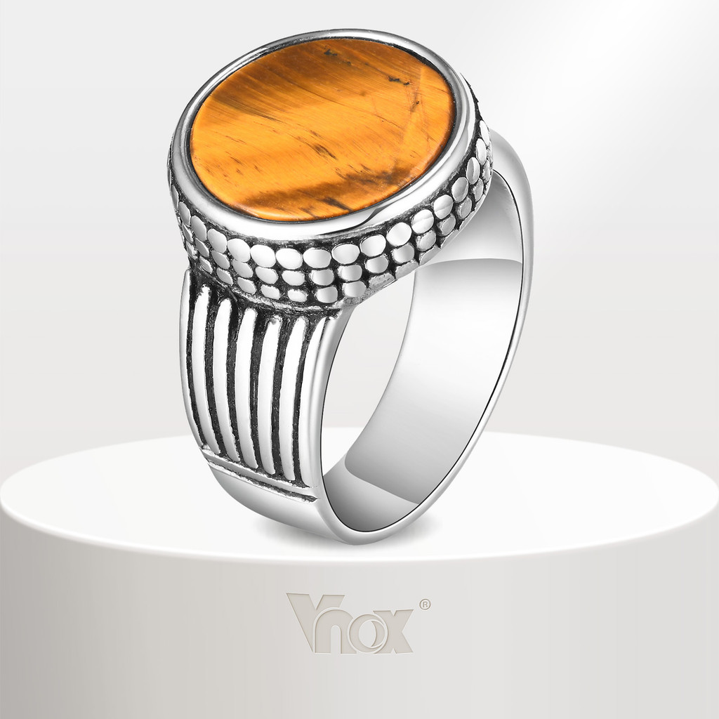 VNOX วีน็อกซ์ สแตนเลสรอบแหวนสีเหลืองสําหรับผู้ชาย,วินเทจคลาสสิกลึกลับไม่ซีดจางแหวนแต่งงาน,แฟชั่นเครื่องประดับอุปกรณ์เสริ