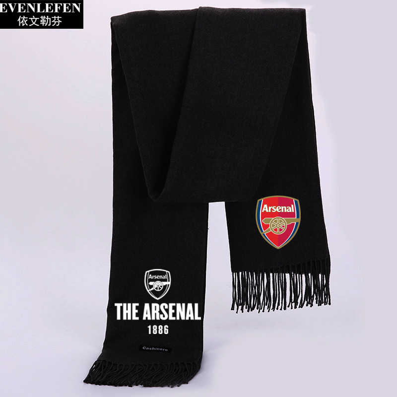 Arsenal Gunners ทีมฟุตบอล Club ป้ายโลโก้ผ้าพันคอผ้าคลุมไหล่สําหรับผู้ชายผู้หญิงฤดูหนาว Warm เลียนแบบแคชเมียร์แฟนฟุตบอลผ้าพันคอของขวัญ