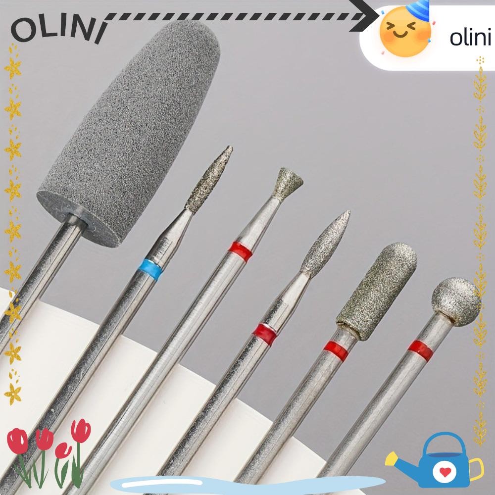 โอลินี 6ชิ้น/เซ็ตหัวเจียรเล็บ,เพชรทรายไฟฟ้าเล็บชุดตะไบเล็บเจาะ,เล็บเครื่องมือสําหรับถอดอะคริลิคหนังกําพร้าขัดบิต