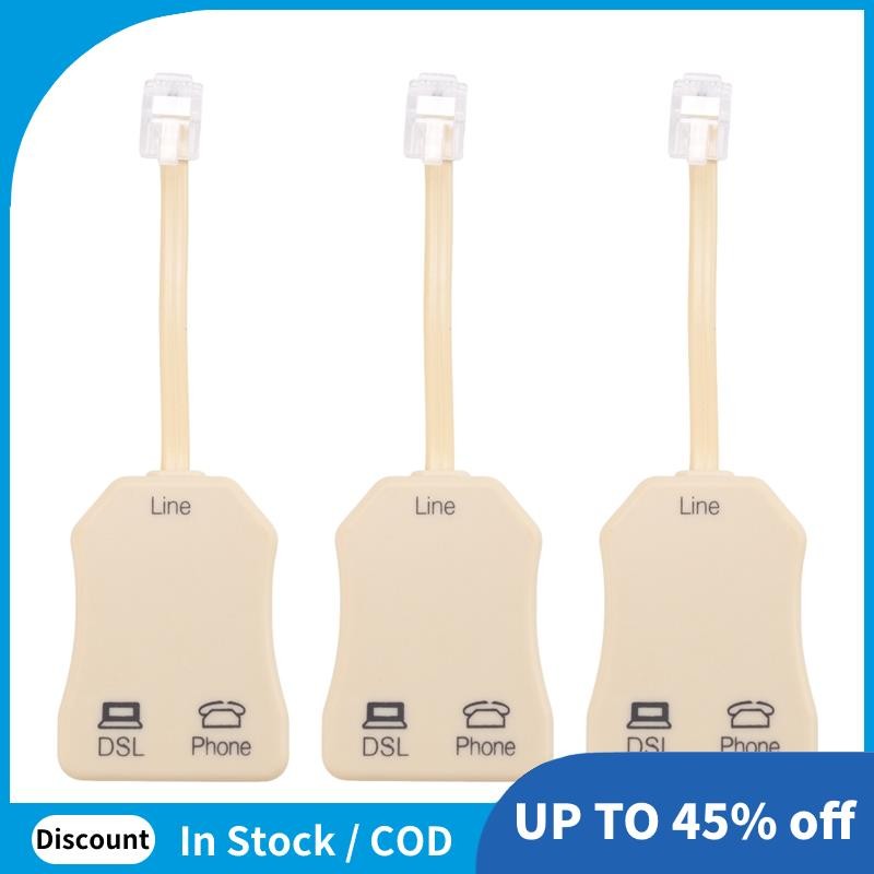 3 ชิ้น DSL โทรศัพท์ Splitter ADSL Splitter สําหรับโทรศัพท์สายโทรศัพท์แจ็ค Splitter In-Line DSL กรองโ